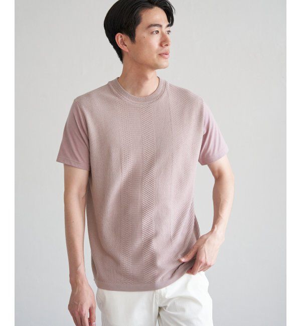 ikka「ニットドッキングTシャツ」|Tシャツ・カットソー|