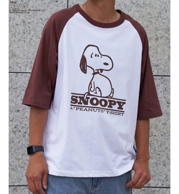 VENCE share style「PEANUTS ピーナッツ SNOOPY スヌーピー TP ビンテージラグランTシャツ」|Tシャツ・カットソー|ブラウン