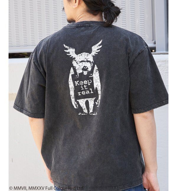 VENCE share style「Banksy バンクシー Keep it real スノーウォッシュTシャツ」|Tシャツ・カットソー|ブラック