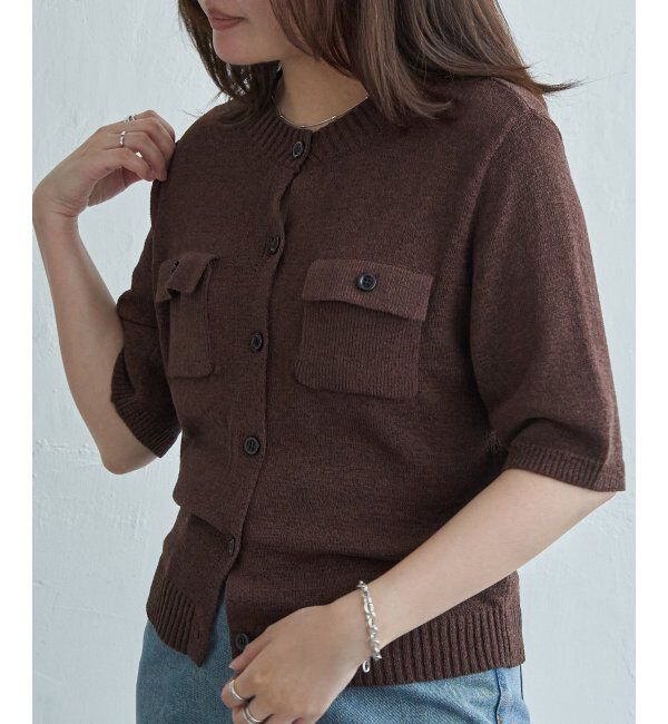 VENCE share style「テープヤーンポケット付きカーデ」|カーディガン|ブラウン