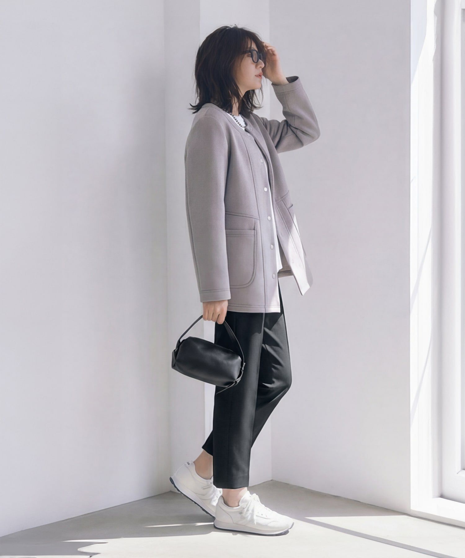 STYLE DELI「【Made in JAPAN】ダンボールスナップボタンジャケット」|ノーカラージャケット|