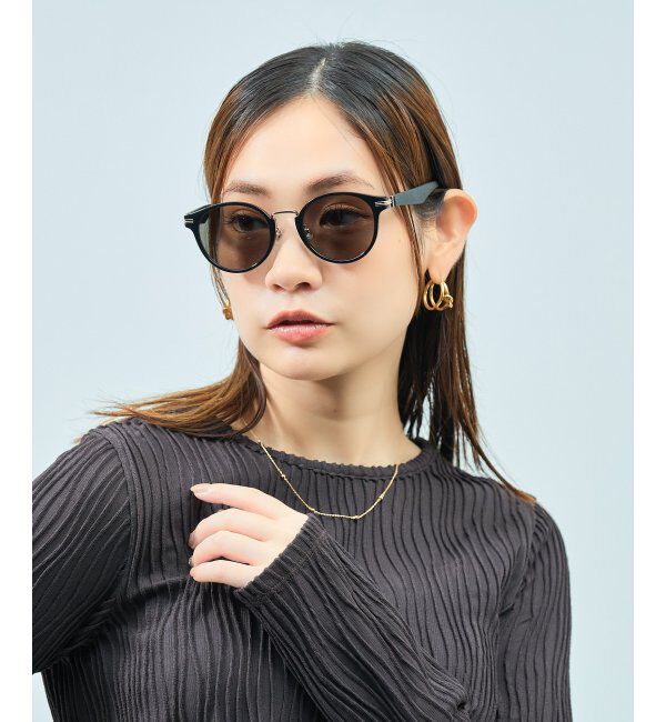  「SUNCUTGlasses/UV100%CUT サングラス レザー調 ラバーテンプル 紫外線対策 UV対策 UVカット ズレ落ち防止」|サングラス|黒3