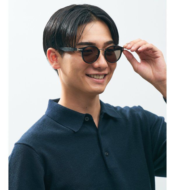  「SUNCUTGlasses/UV100%CUT サングラス レザー調 ラバーテンプル 紫外線対策 UV対策 UVカット ズレ落ち防止」|サングラス|