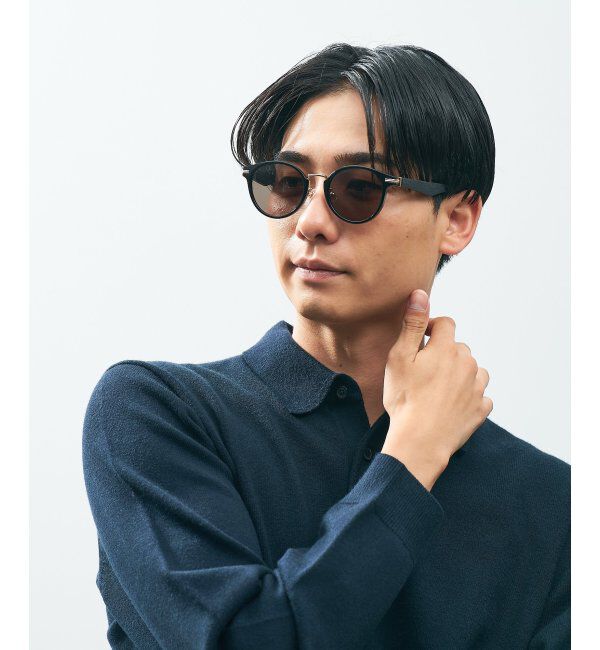  「SUNCUTGlasses/UV100%CUT サングラス レザー調 ラバーテンプル 紫外線対策 UV対策 UVカット ズレ落ち防止」|サングラス|