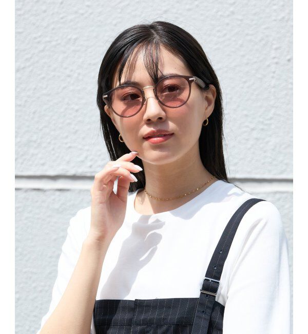  「SUNCUTGlasses/UV100%CUT サングラス レザー調 ラバーテンプル 紫外線対策 UV対策 UVカット ズレ落ち防止」|サングラス|薄ブラウン1