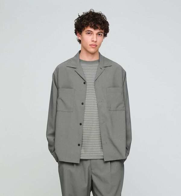 UNITED ARROWS green label relaxing「SHIELDRY フライフロント 長袖 オープンカラー シャツ -伸縮性・UVカット・遮熱-」|シャツ・ブラウス|MD.GRAY