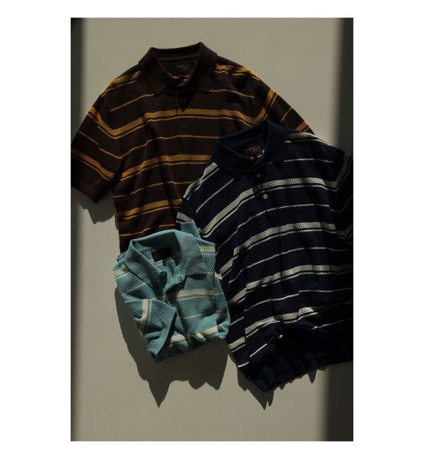 BEAMS PLUS「Mesh Polo Stripe」|ポロシャツ|