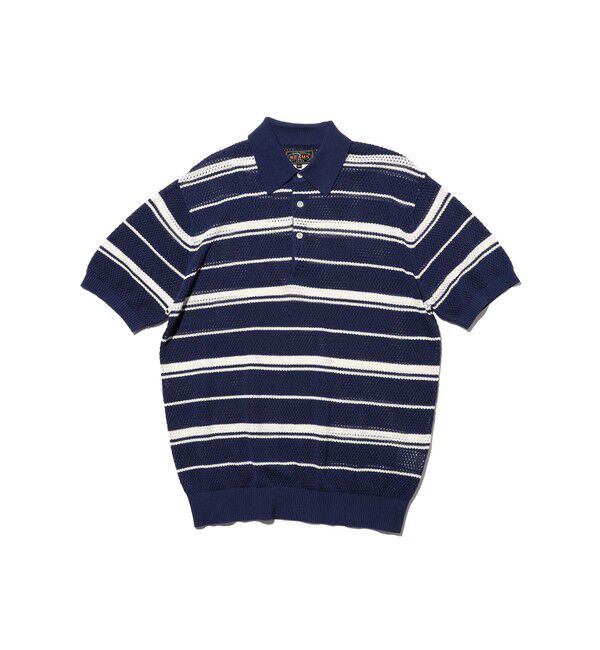 BEAMS PLUS「Mesh Polo Stripe」|ポロシャツ|NAVY