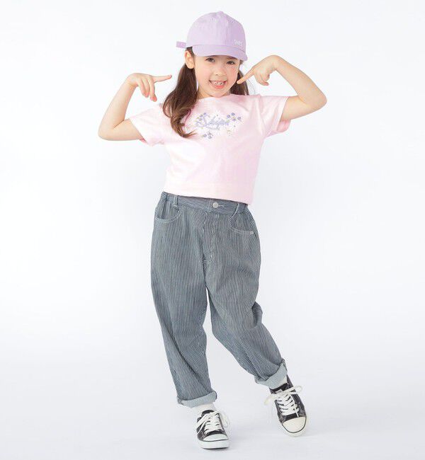 SHIPS KIDS「SHIPS KIDS:100～130cm / ガーリー エンブロイダリー ロゴ Tシャツ」|Tシャツ・カットソー|