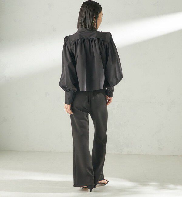 SHIPS for women「堀田茜&times;SHIPS:〈接触冷感/撥水/洗濯機可能〉TEXBRID(R) ギャザー ブラウス」|シャツ・ブラウス|