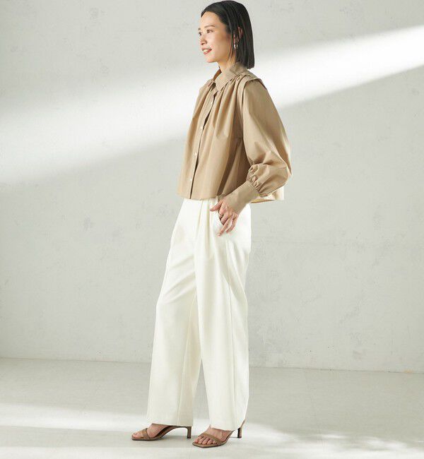 SHIPS for women「堀田茜&times;SHIPS:〈接触冷感/撥水/洗濯機可能〉TEXBRID(R) ギャザー ブラウス」|シャツ・ブラウス|