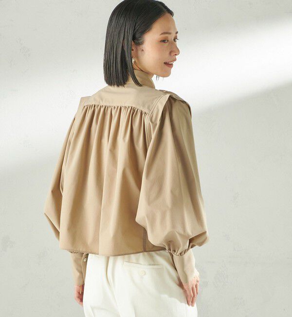 SHIPS for women「堀田茜&times;SHIPS:〈接触冷感/撥水/洗濯機可能〉TEXBRID(R) ギャザー ブラウス」|シャツ・ブラウス|