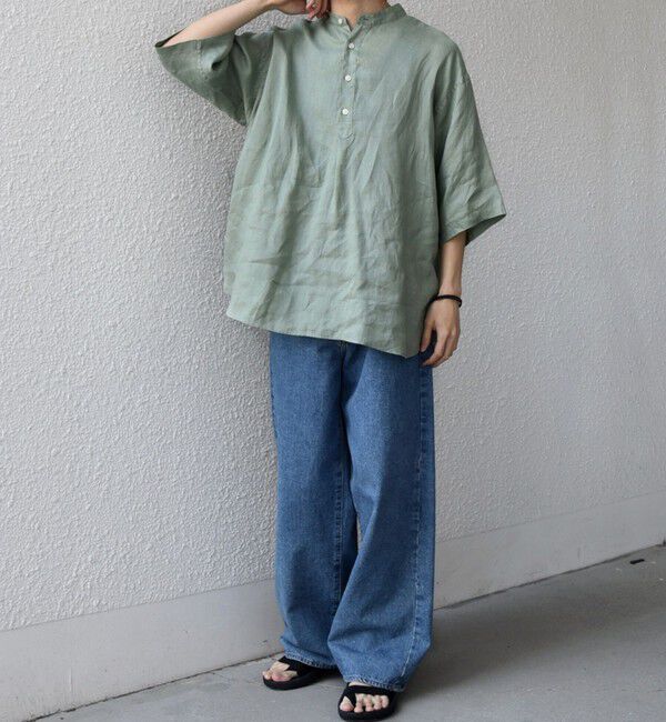 SHIPS any「SHIPS any:〈洗濯機可能〉ピュアリネン バンド スキッパー ハーフスリーブ プルオーバー シャツ 26SS◇」|シャツ・ブラウス|