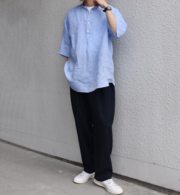 SHIPS any「SHIPS any:〈洗濯機可能〉ピュアリネン バンド スキッパー ハーフスリーブ プルオーバー シャツ 26SS◇」|シャツ・ブラウス|