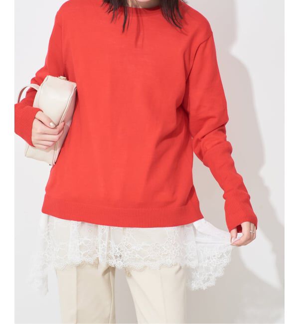 SLOBE IENA「《追加4》レースコンビカットソー」|Tシャツ・カットソー|