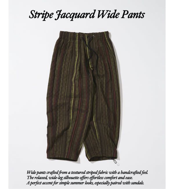 JOURNAL STANDARD「ストライプ ジャガード ワイド パンツ」|その他|カーキ