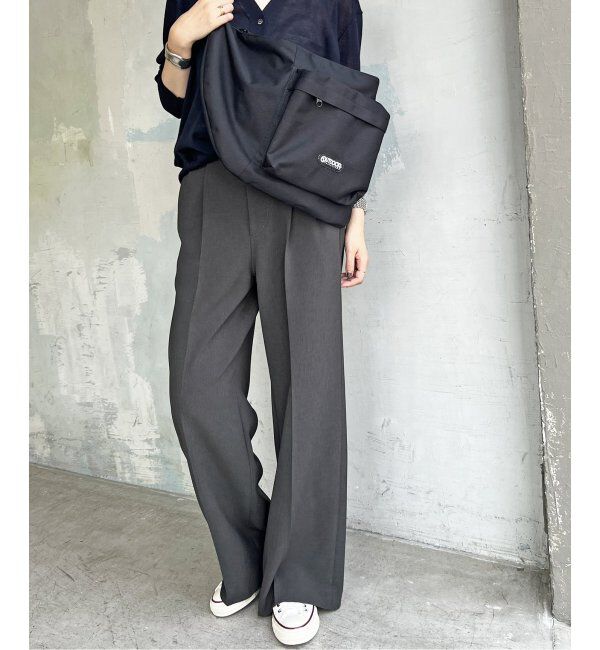 Spick and Span「≪追加≫ダブルクロスツータックパンツ」|スラックス|グレー