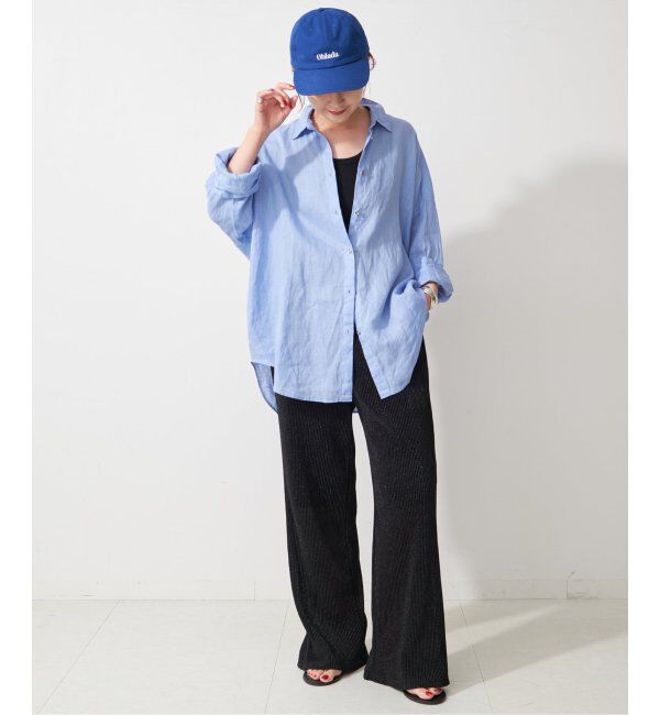 Spick and Span「≪追加≫80リネンカシュクールビッグシャツ」|シャツ・ブラウス|
