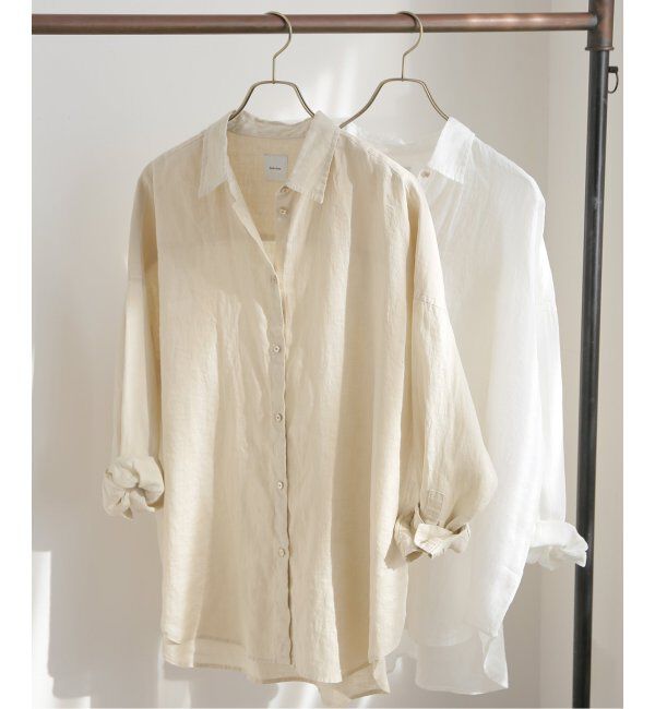 Spick and Span「≪追加≫80リネンカシュクールビッグシャツ」|シャツ・ブラウス|