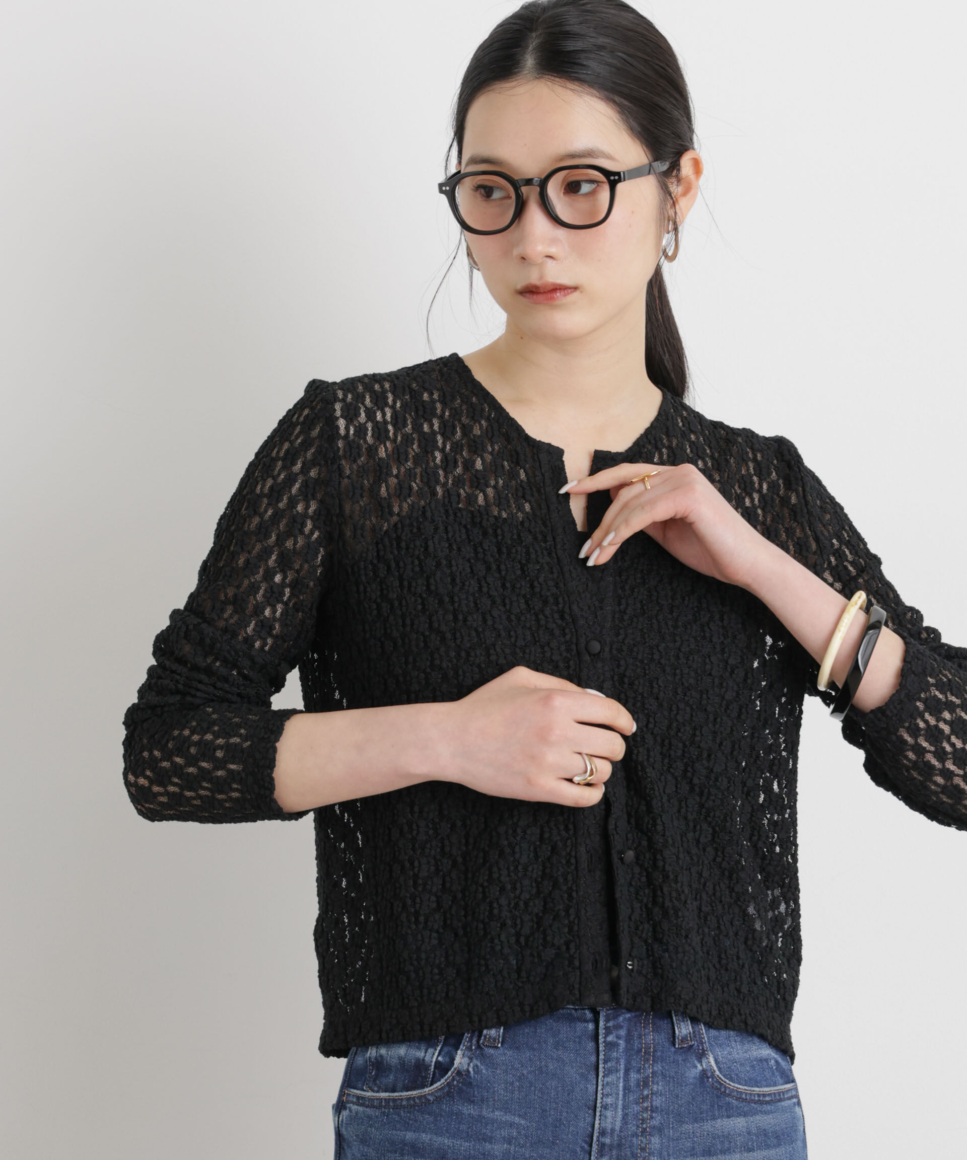 NANO universe「シュリンクレースカットカーディガン」|Tシャツ・カットソー|