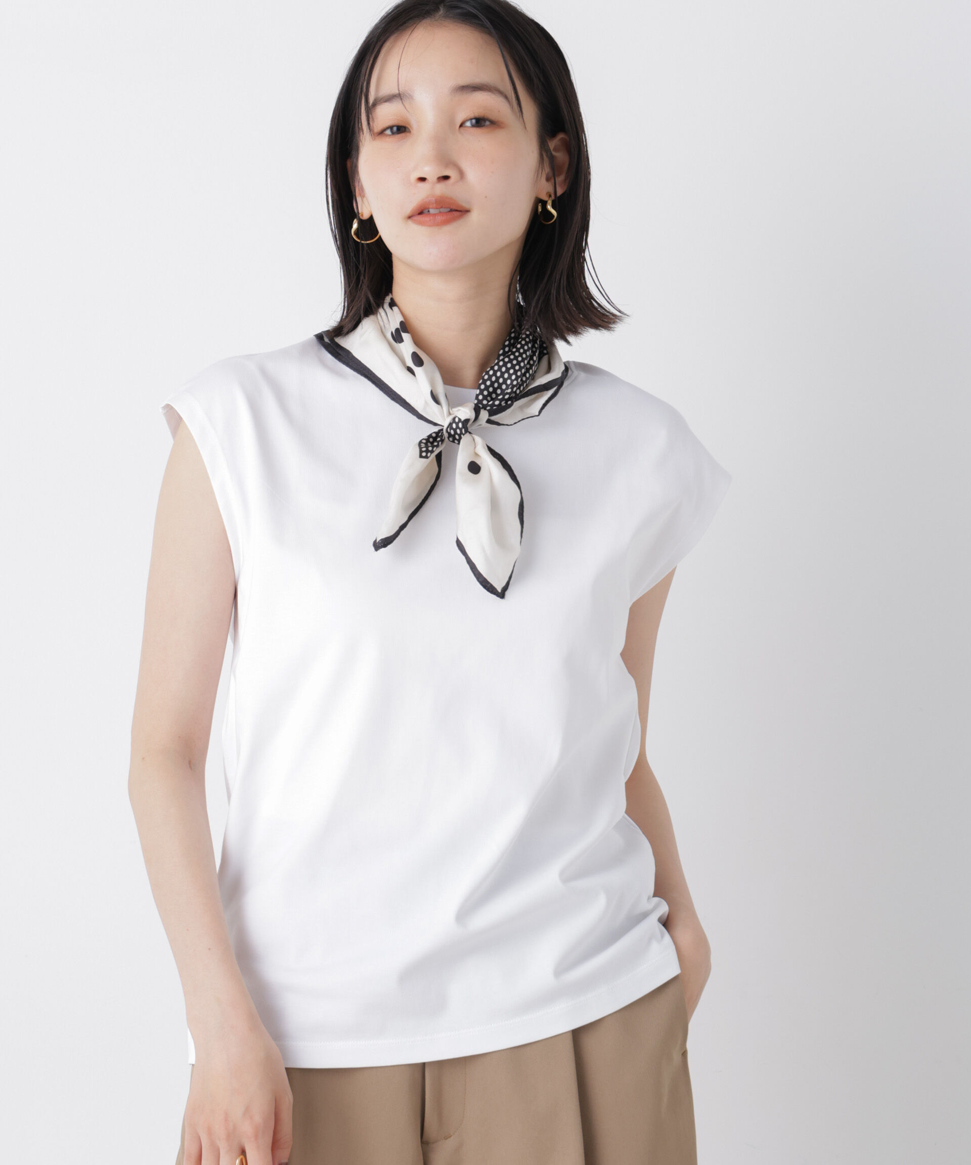NANO universe「気化冷却機能 ノースリーブクルーネックトップス」|Tシャツ・カットソー|