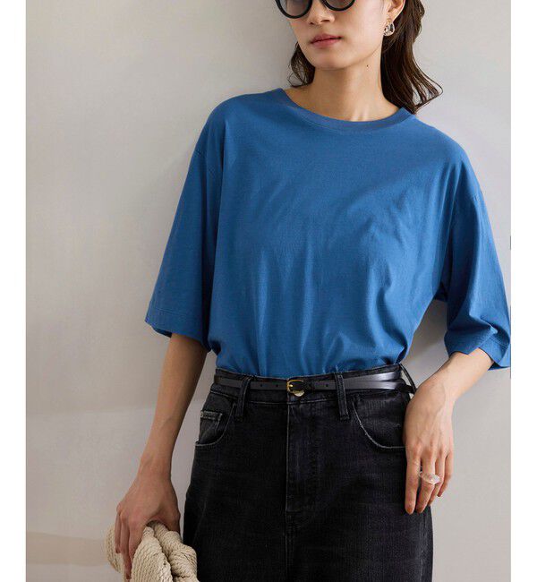 ROPE「【洗える】グレイス天竺 5分袖Tシャツ」|Tシャツ・カットソー|ブルー(44)