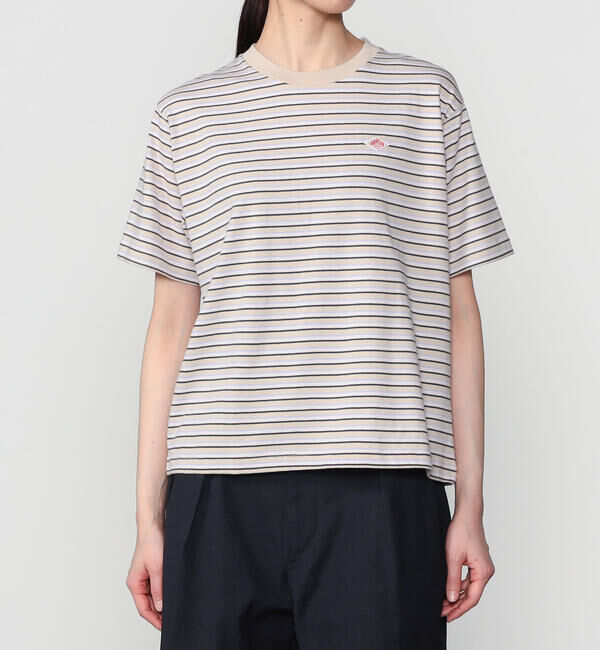 DANTON「DANTON | コットン天竺 ボーダー ショートTシャツ WOMEN」|Tシャツ・カットソー|BEIGE系1