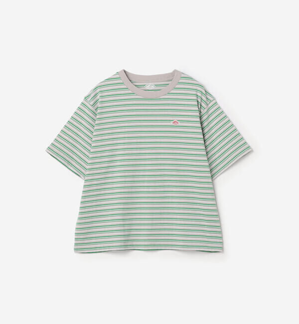 DANTON「DANTON | コットン天竺 ボーダー ショートTシャツ WOMEN」|Tシャツ・カットソー|GREEN系1