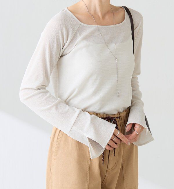  「【人気アイテム／リニューアル】ラメリブスクエアカットソー」|Tシャツ・カットソー|
