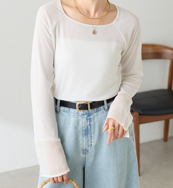  「【人気アイテム／リニューアル】ラメリブスクエアカットソー」|Tシャツ・カットソー|
