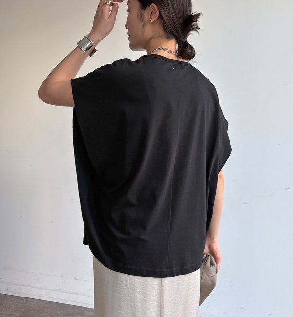  「【WEB限定】袖タックフレンチスリーブロゴTEE」|Tシャツ・カットソー|