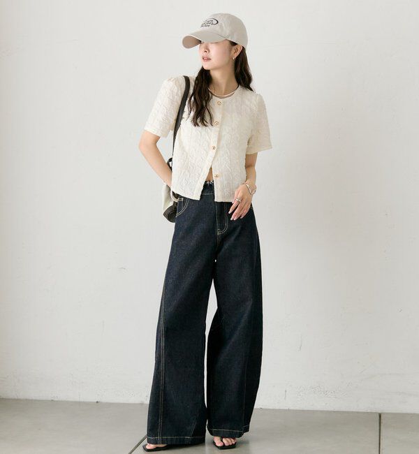  「金ボタンエンボスパフカーディガン」|シャツ・ブラウス|
