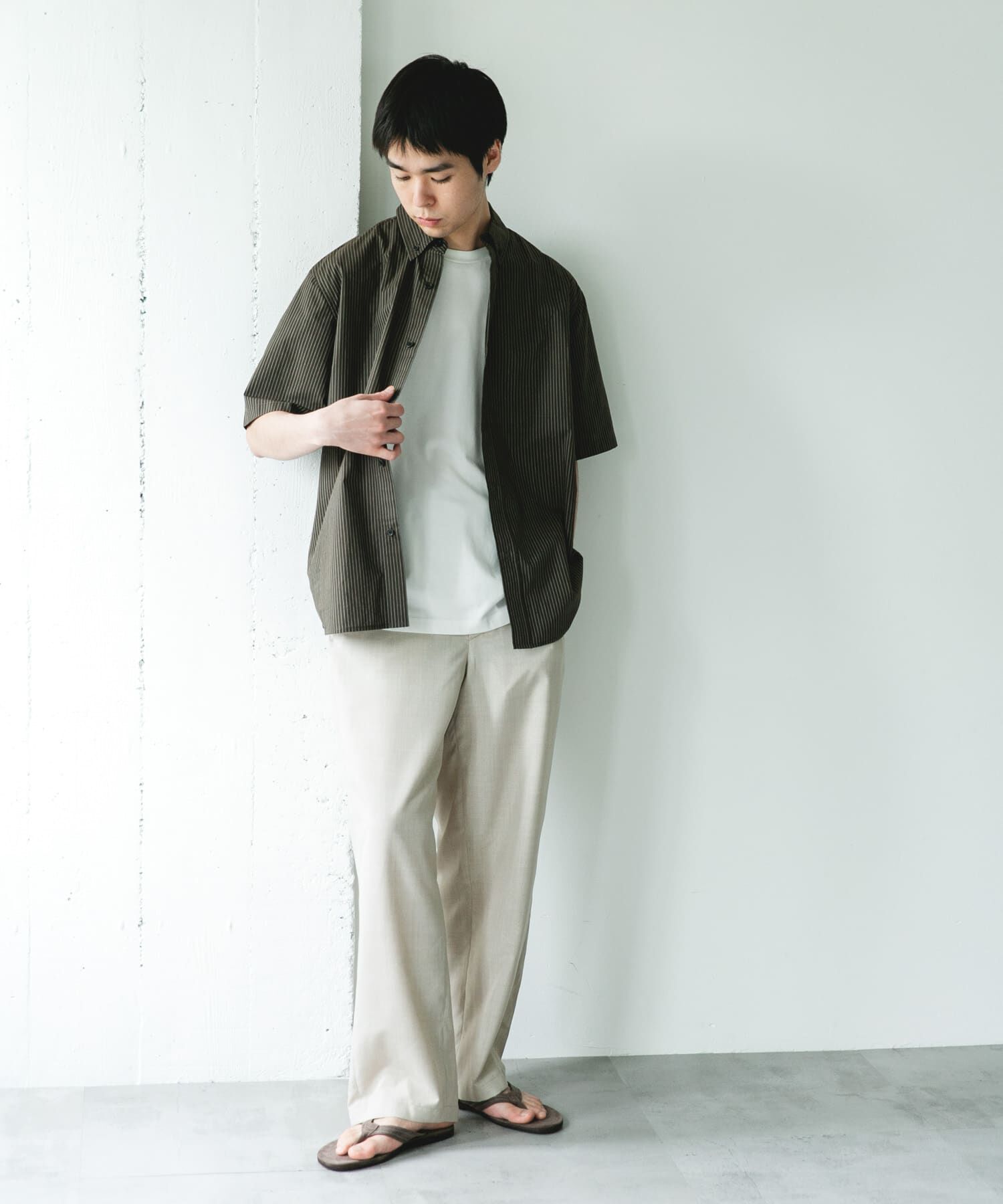 URBAN RESEARCH DOORS「ストライプボタンダウン ショートスリーブシャツ」|シャツ・ブラウス|