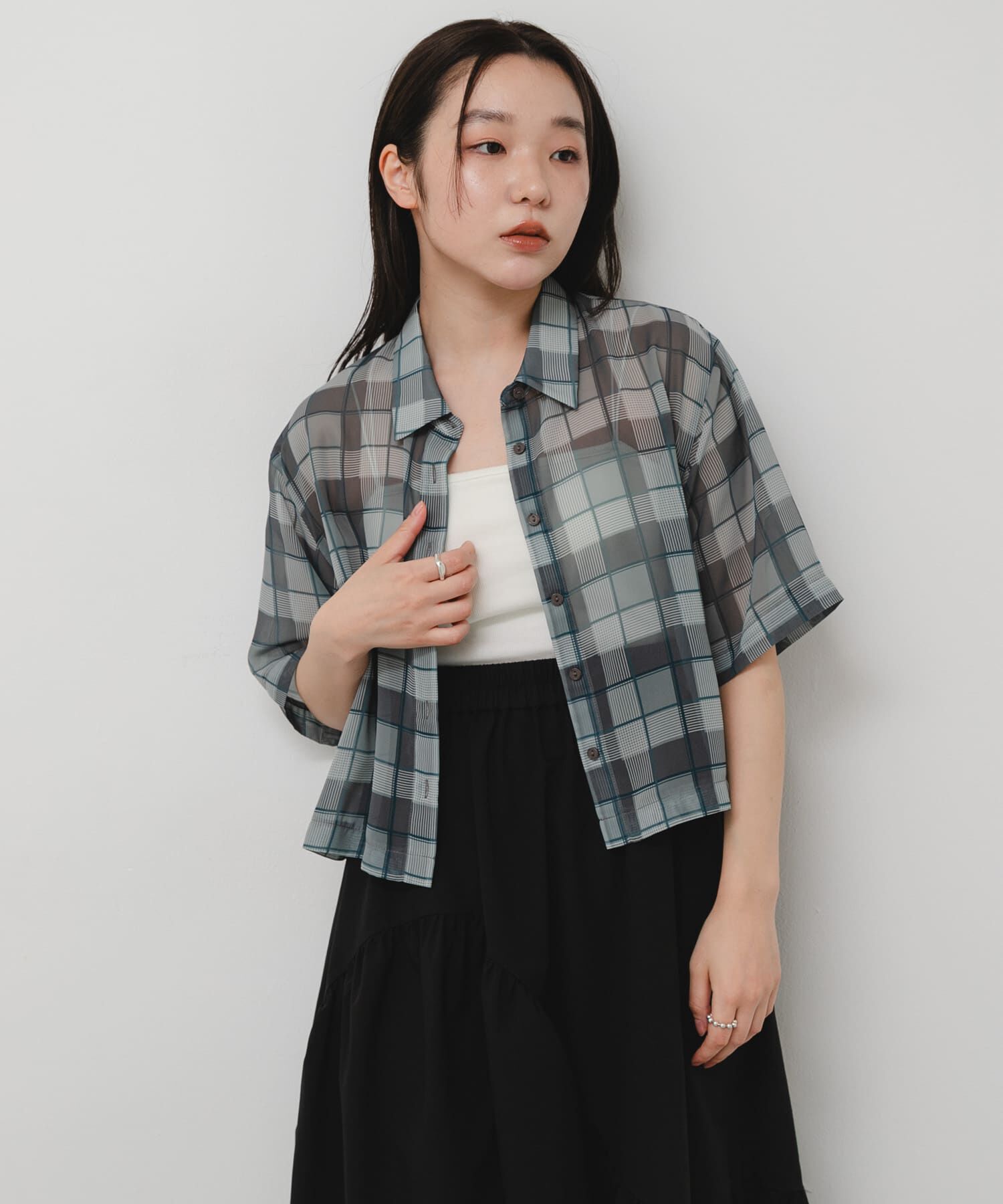 SENSE OF PLACE by URBAN RESEARCH「シアーチェックシャツ(5分袖)」|シャツ・ブラウス|