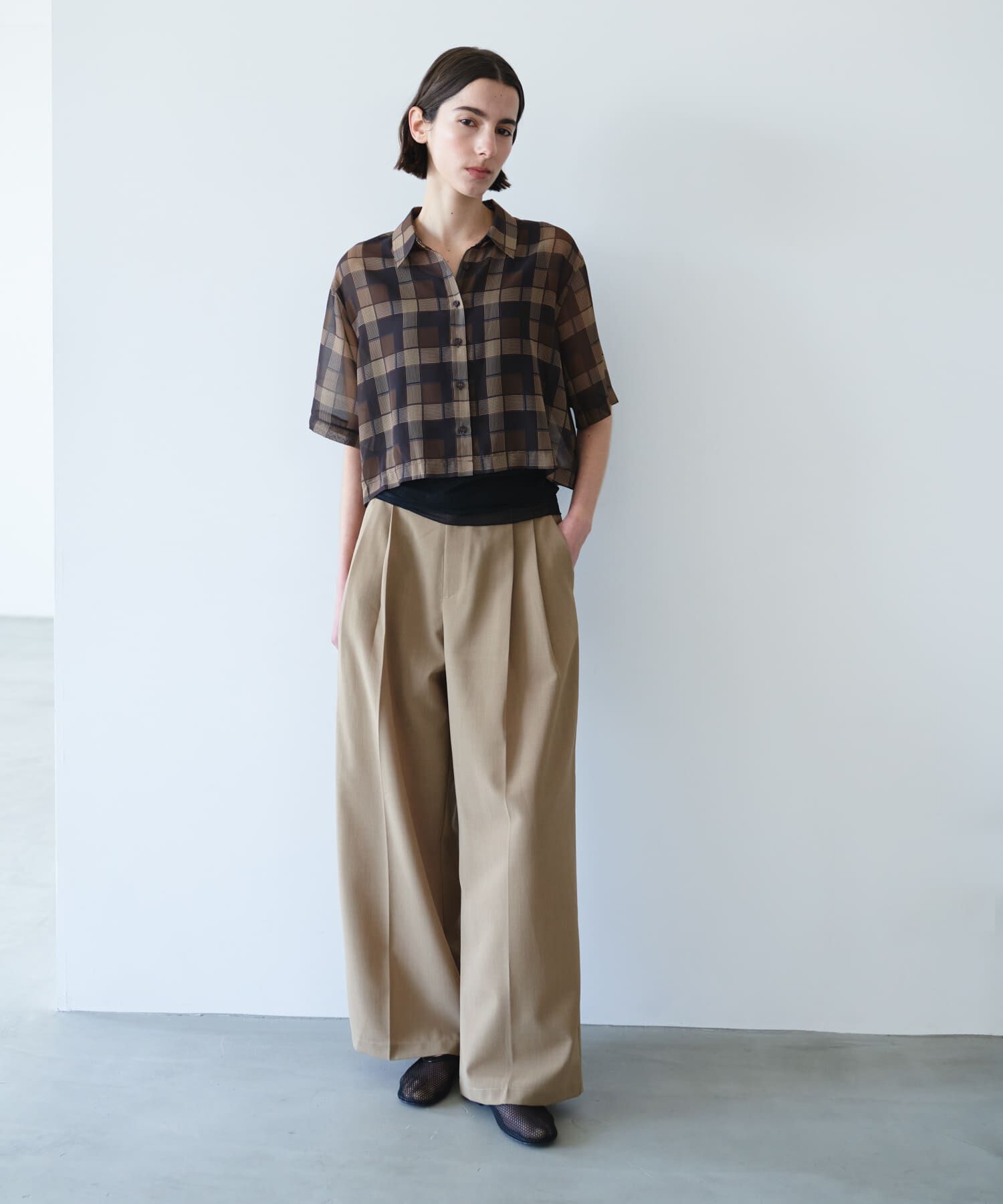 SENSE OF PLACE by URBAN RESEARCH「シアーチェックシャツ(5分袖)」|シャツ・ブラウス|