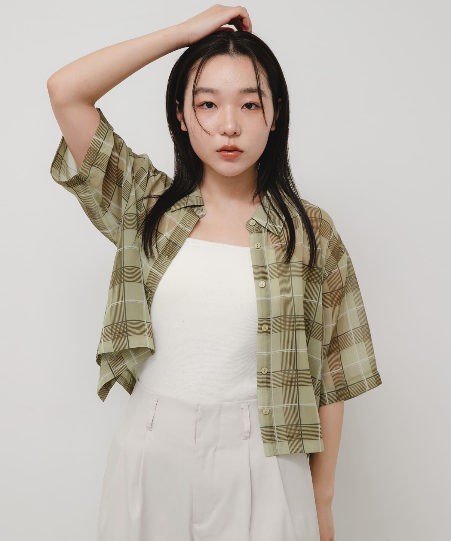 SENSE OF PLACE by URBAN RESEARCH「シアーチェックシャツ(5分袖)」|シャツ・ブラウス|