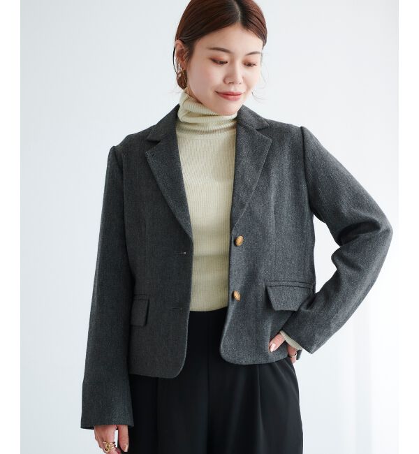 le.coeur blanc「ヘリンボーン柄ショートテーラージャケット」|その他|