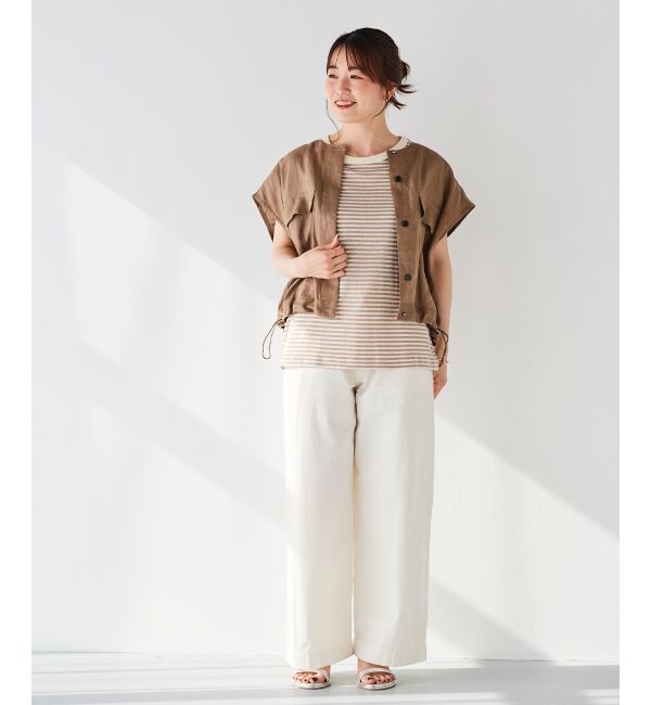 le.coeur blanc「《手洗い可能》麻混ボーダーTシャツ」|Tシャツ・カットソー|