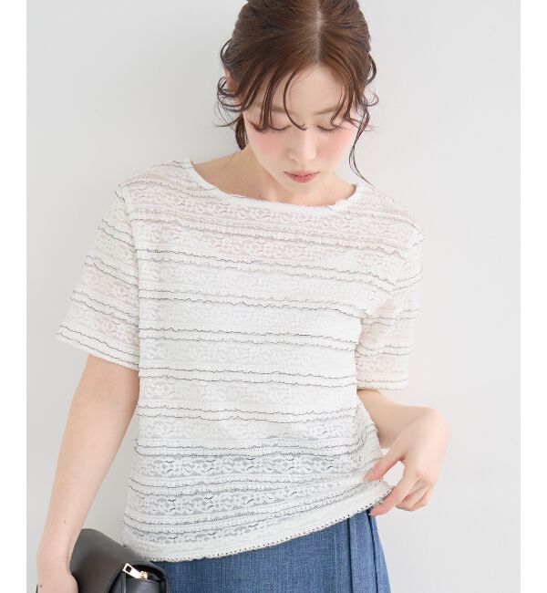  「レーシーフリルカットソー」|Tシャツ・カットソー|
