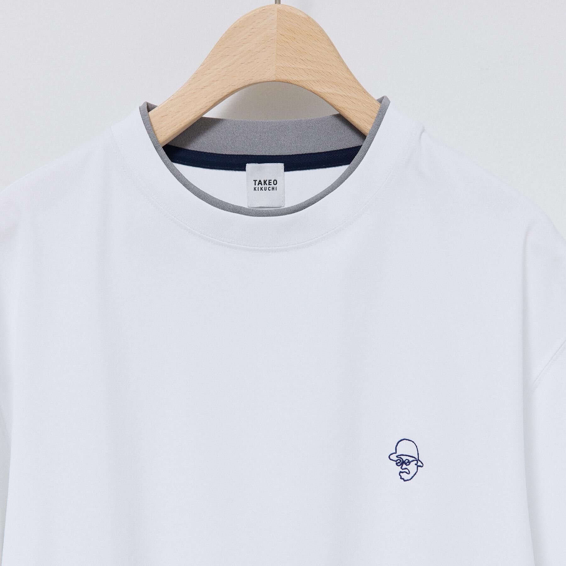 TAKEO KIKUCHI「【汗染み軽減/接触冷感】フェイクレイヤード ワンポイント刺繍Ｔシャツ」|Tシャツ・カットソー|