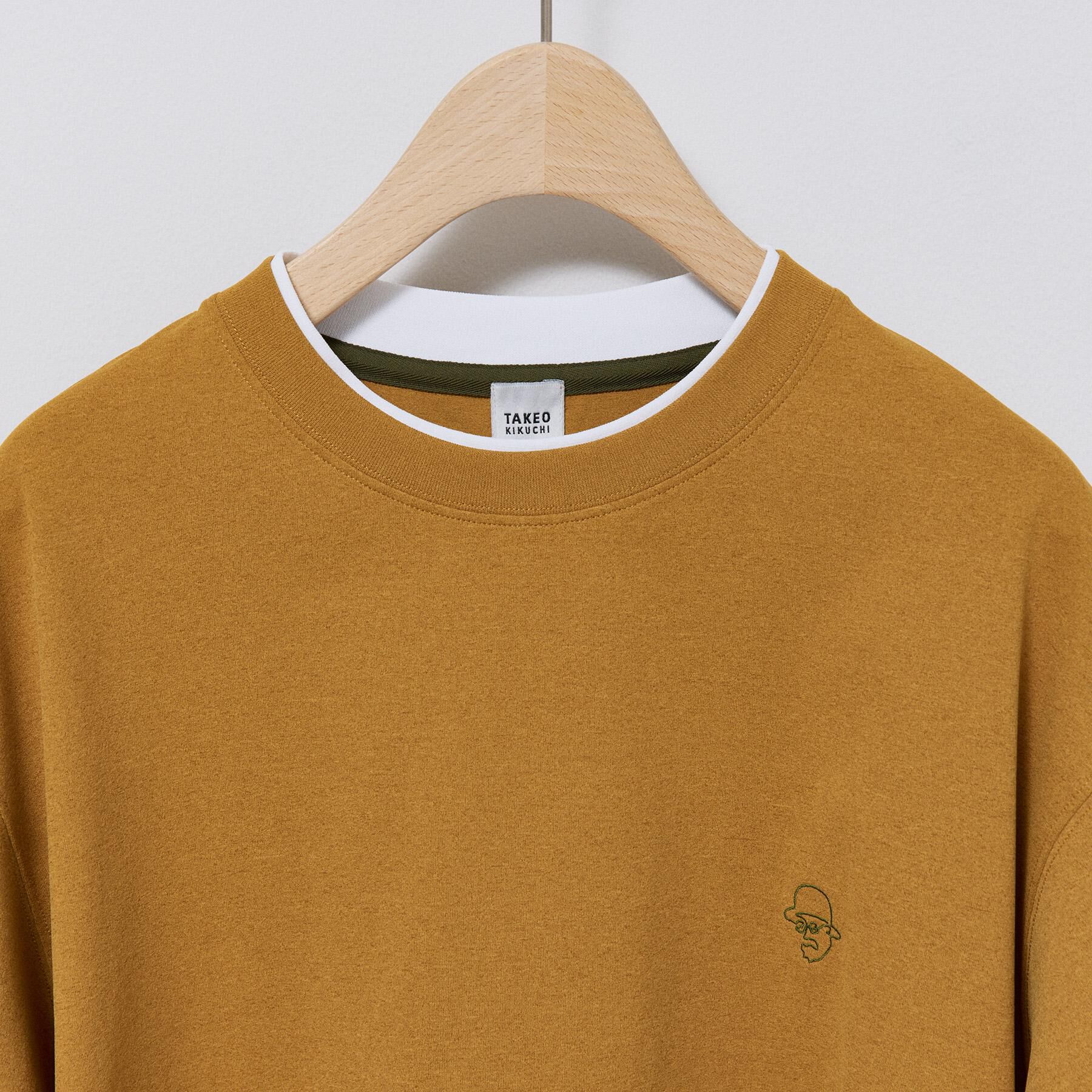 TAKEO KIKUCHI「【汗染み軽減/接触冷感】フェイクレイヤード ワンポイント刺繍Ｔシャツ」|Tシャツ・カットソー|