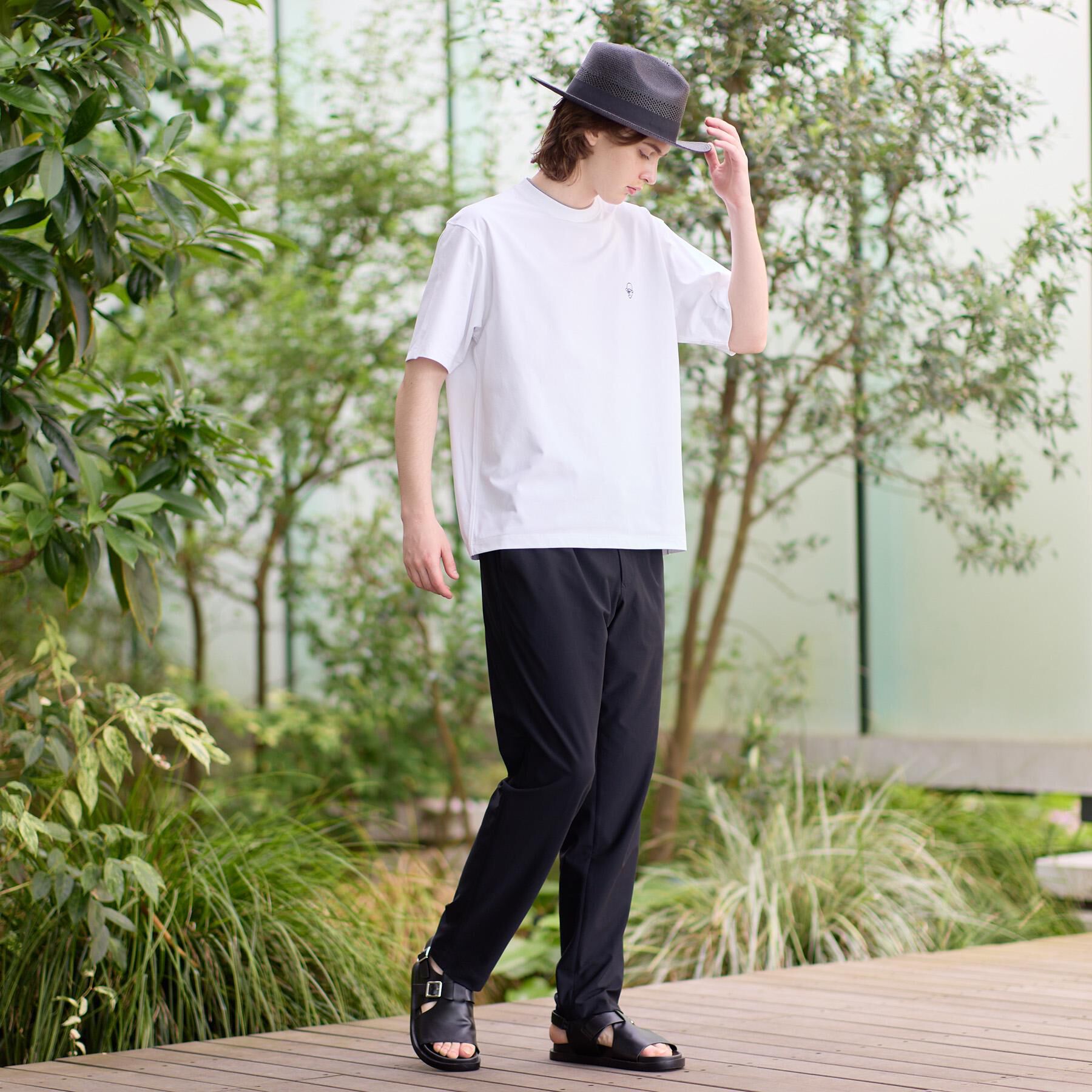 TAKEO KIKUCHI「【汗染み軽減/接触冷感】フェイクレイヤード ワンポイント刺繍Ｔシャツ」|Tシャツ・カットソー|