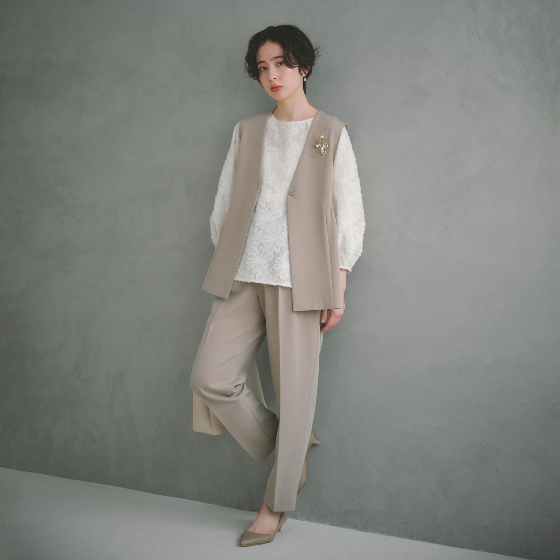 THE SHOP TK「【通勤スタイルに】美脚シルエット ダブルクロステーパードパンツ/セットアップ可」|その他|