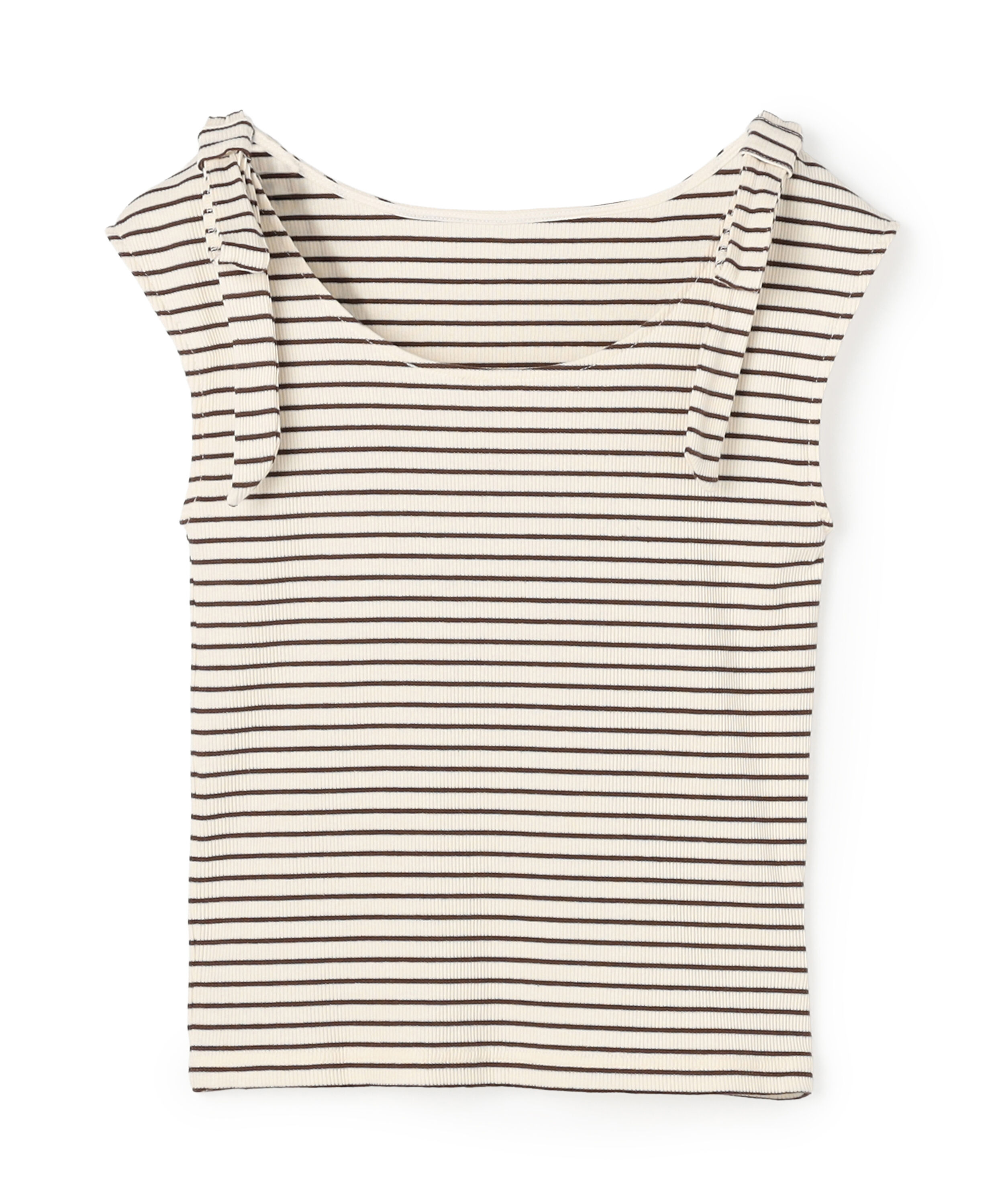  「ショルダーリボンボーダートップス」|Tシャツ・カットソー|