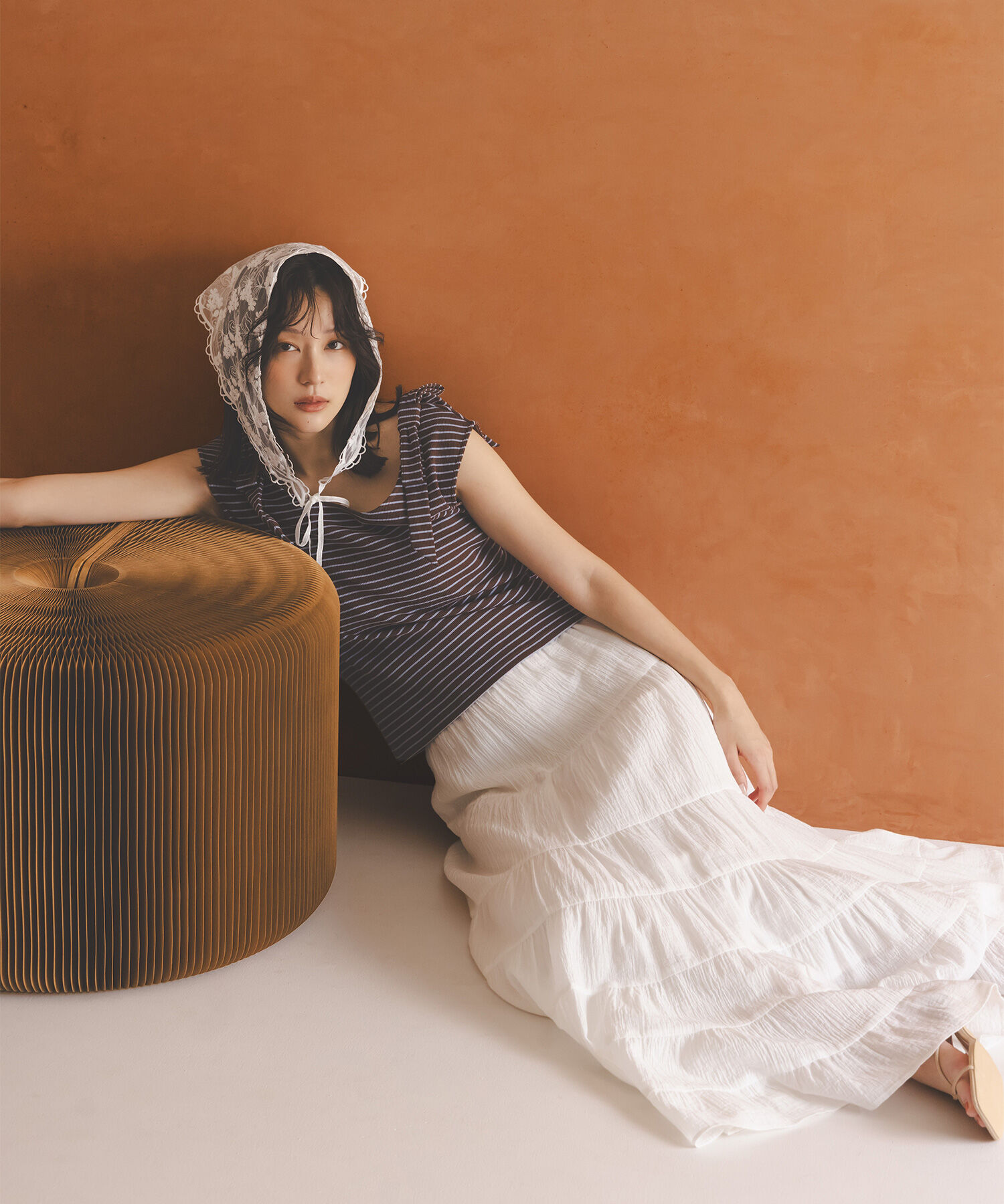  「ショルダーリボンボーダートップス」|Tシャツ・カットソー|