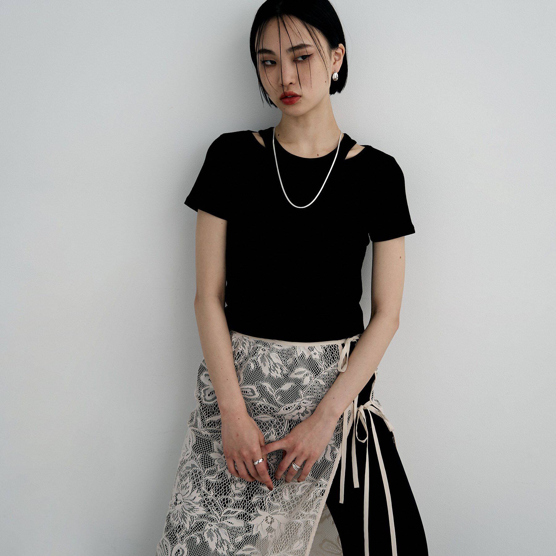COCOSHNIK ONKITSCH「シルバー デザインチェーン フラットスネークネックレスM（60cm）」|ネックレス|