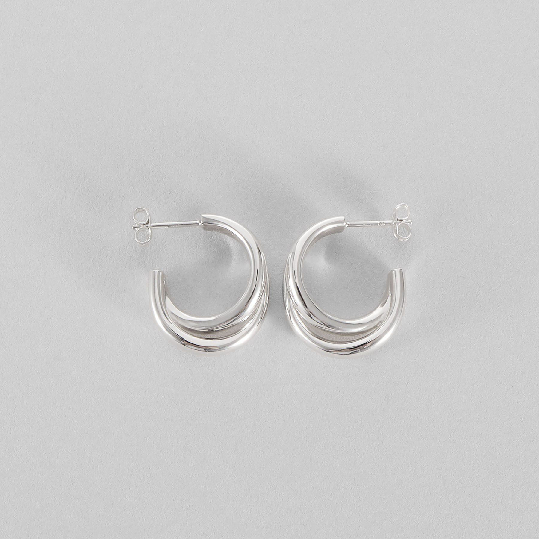 COCOSHNIK ONKITSCH「シルバー ドームクロスフープピアス」|ピアス|