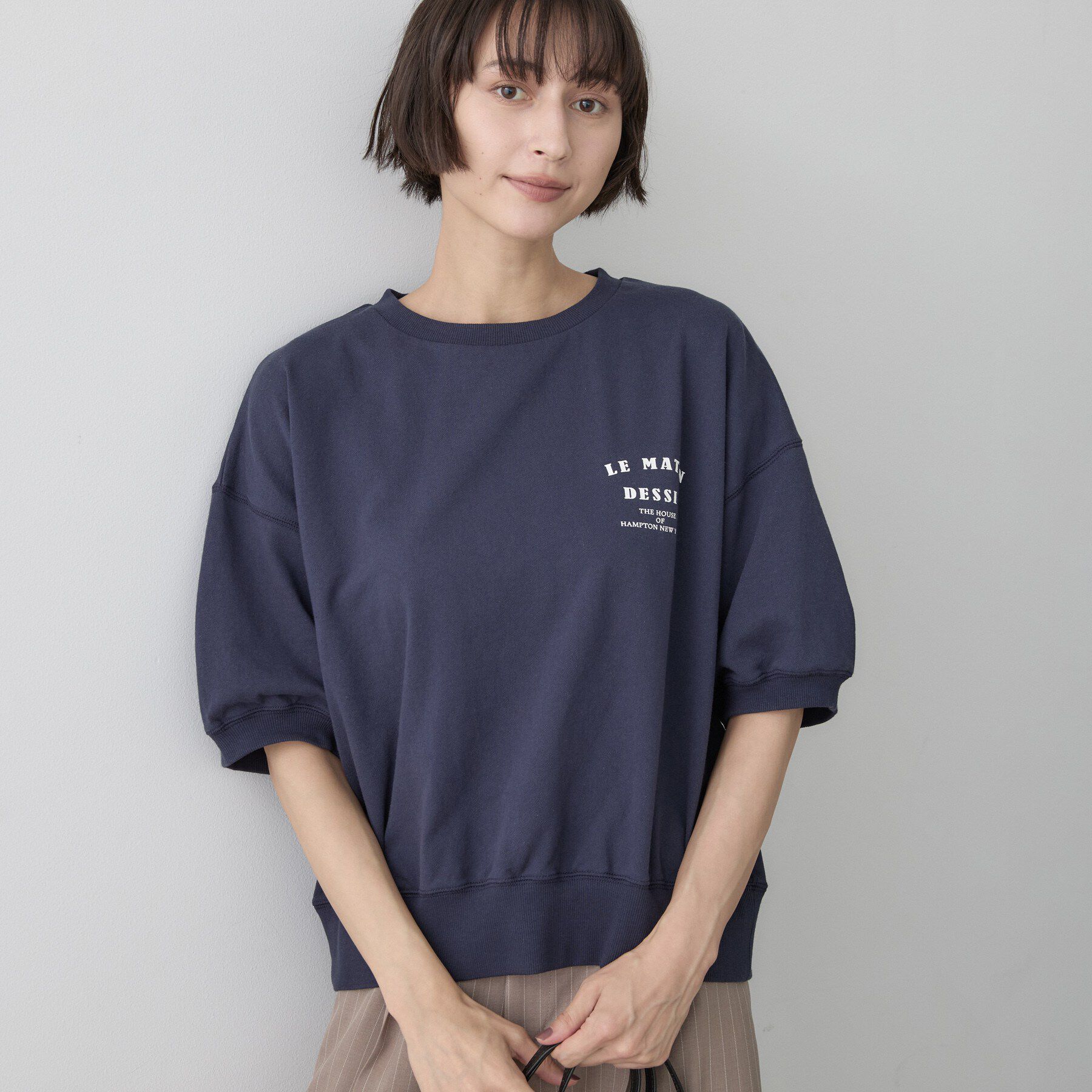 Dessin「ハーフスリーブロゴプルオーバー」|Tシャツ・カットソー|ネイビー(094)