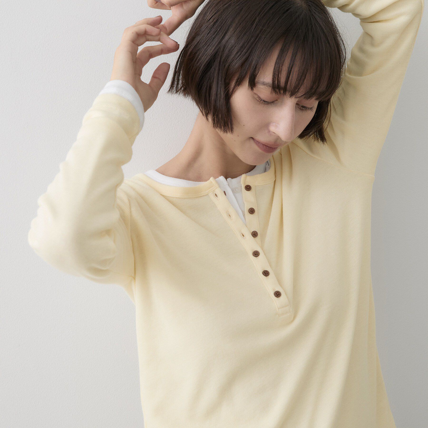 Dessin「シアーテレコヘンリーネックプルオーバー」|Tシャツ・カットソー|ライトイエロー(03