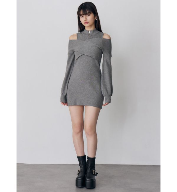 MURUA「カシュクールZIPニットワンピース」|ワンピース|